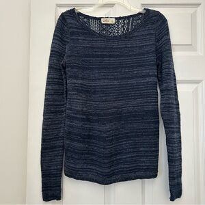 Hollister Navy Lace Knit Striped Sweater
